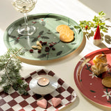 RECHTHOEKIGE PLATEAU CHECKER - BURGUNDY / CREAM