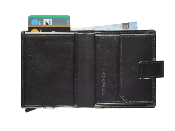 ZWART LEDEREN CARDPROTECTOR COMPACT