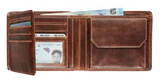 BRUIN LEDEREN PORTEFEUIILLE MET 2 BILJETVAKKEN