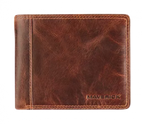 BRUIN LEDEREN BILLFOLD PORTEFEUIILLE MET UITNEEMBARE KAARTHOUDER