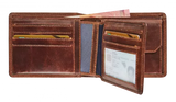 BRUIN LEDEREN BILLFOLD PORTEFEUIILLE MET UITNEEMBARE KAARTHOUDER