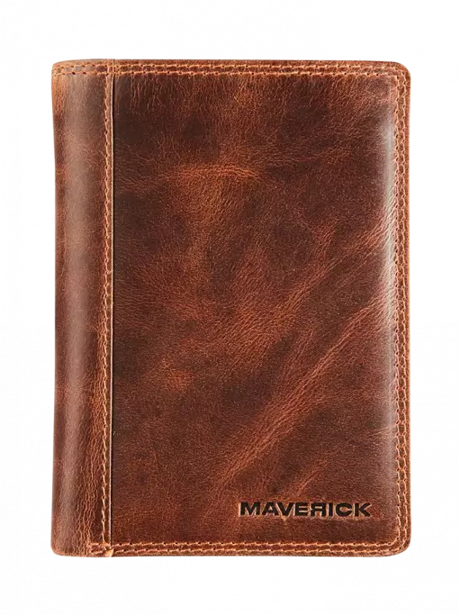 BRUIN LEDEREN PORTEFEUIILLE MET UITNEEMBARE KAARTHOUDER