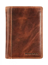 BRUIN LEDEREN PORTEFEUIILLE MET UITNEEMBARE KAARTHOUDER