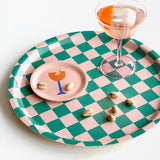 RONDE PLATEAU CHECKER - PEACH / TULIP