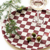 RONDE PLATEAU CHECKER - BURGUNDY / CREAM