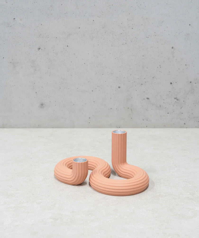 DOUBLE CANDLE HOLDER - SANDY BLUSH