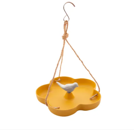 VOGELBLAD / VOEDERSCHAAL OKERGEEL