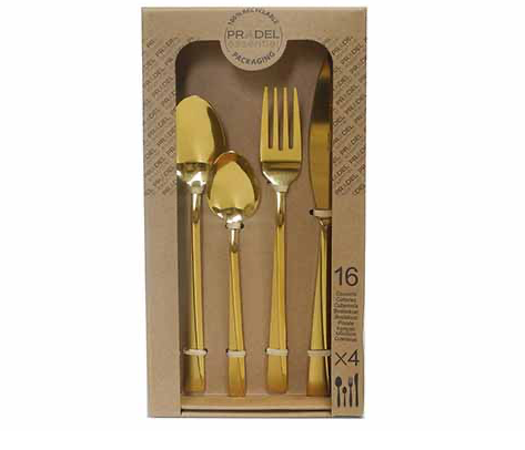 PRADEL ESSENTIEL 16-DELIGE BESTEKSET - GOUD