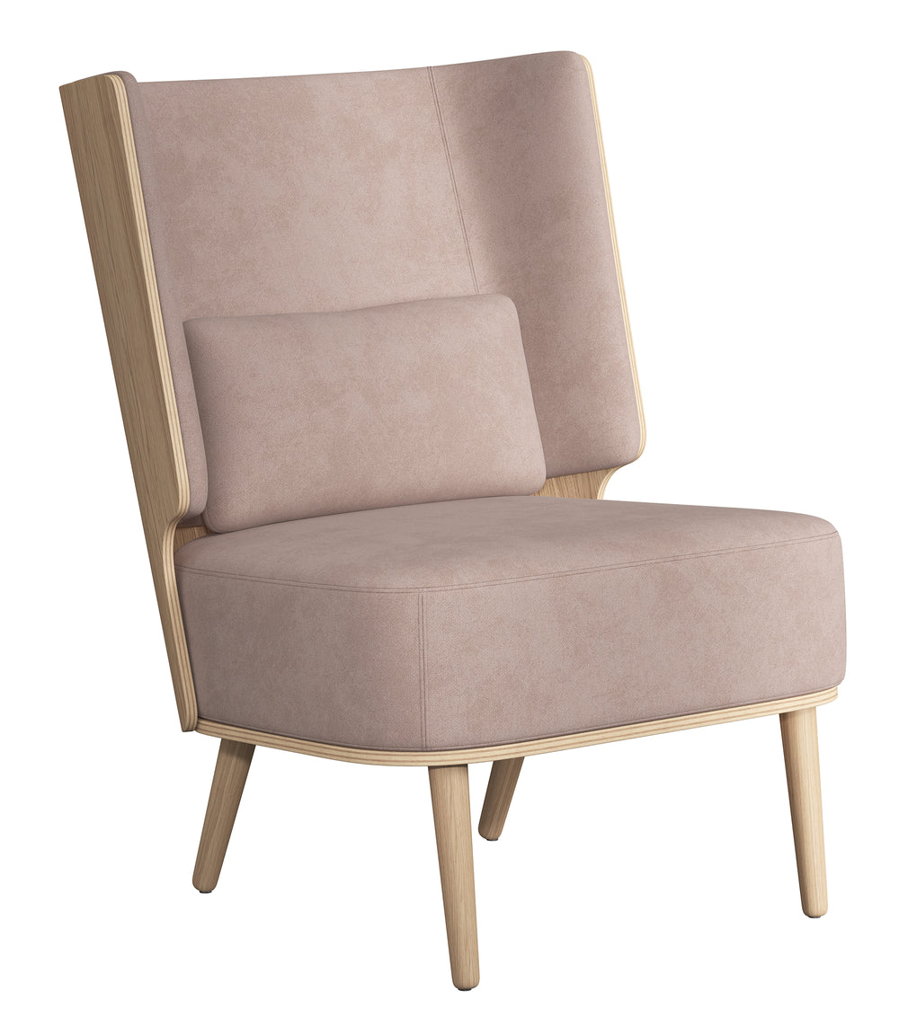 SERENA LOUNGE CHAIR - NATURAL OAK/DUSTY ROSE