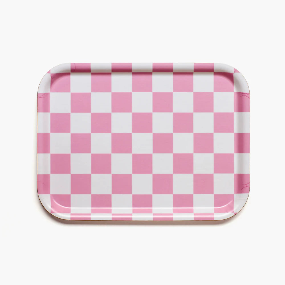 RECHTHOEKIGE PLATEAU CHECKER - RASBERRY / CREAM