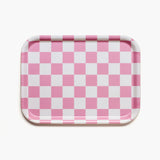 RECHTHOEKIGE PLATEAU CHECKER - RASBERRY / CREAM