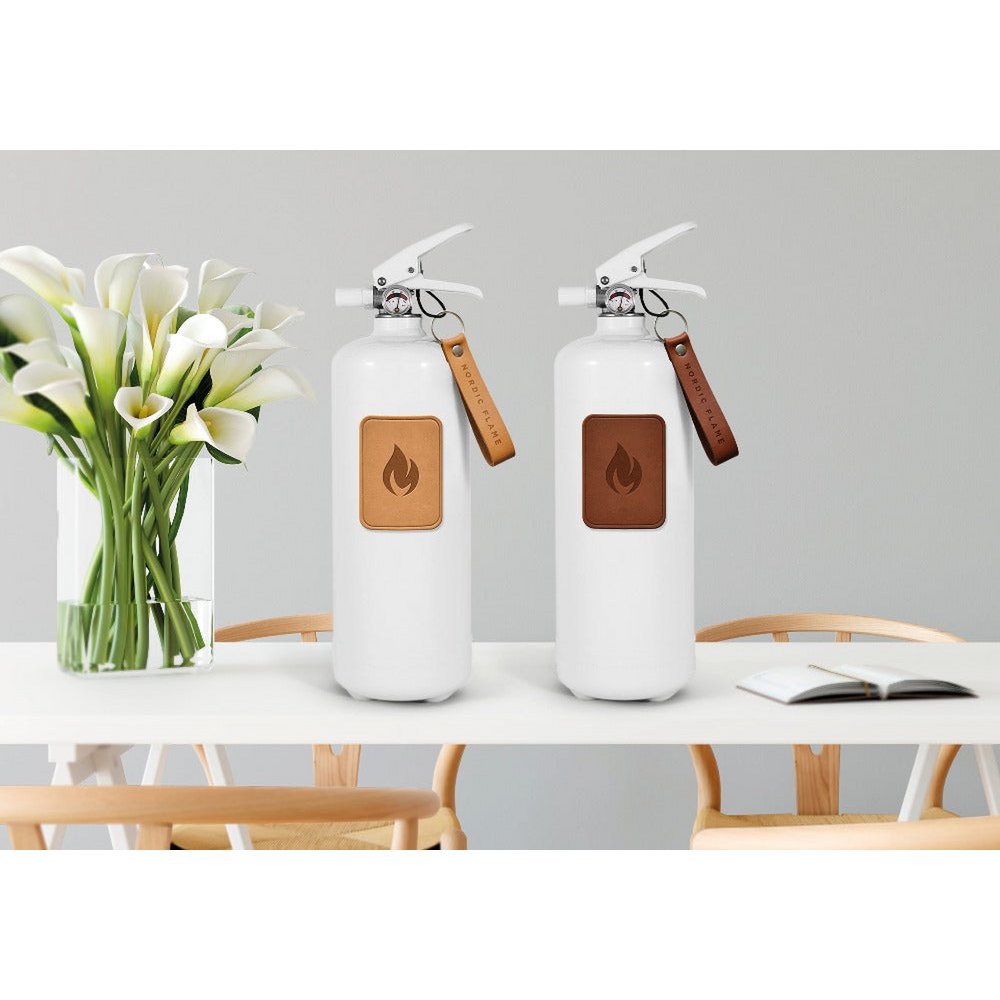 BRANDBLUSSER - WIT/DONKERBRUIN LEDER