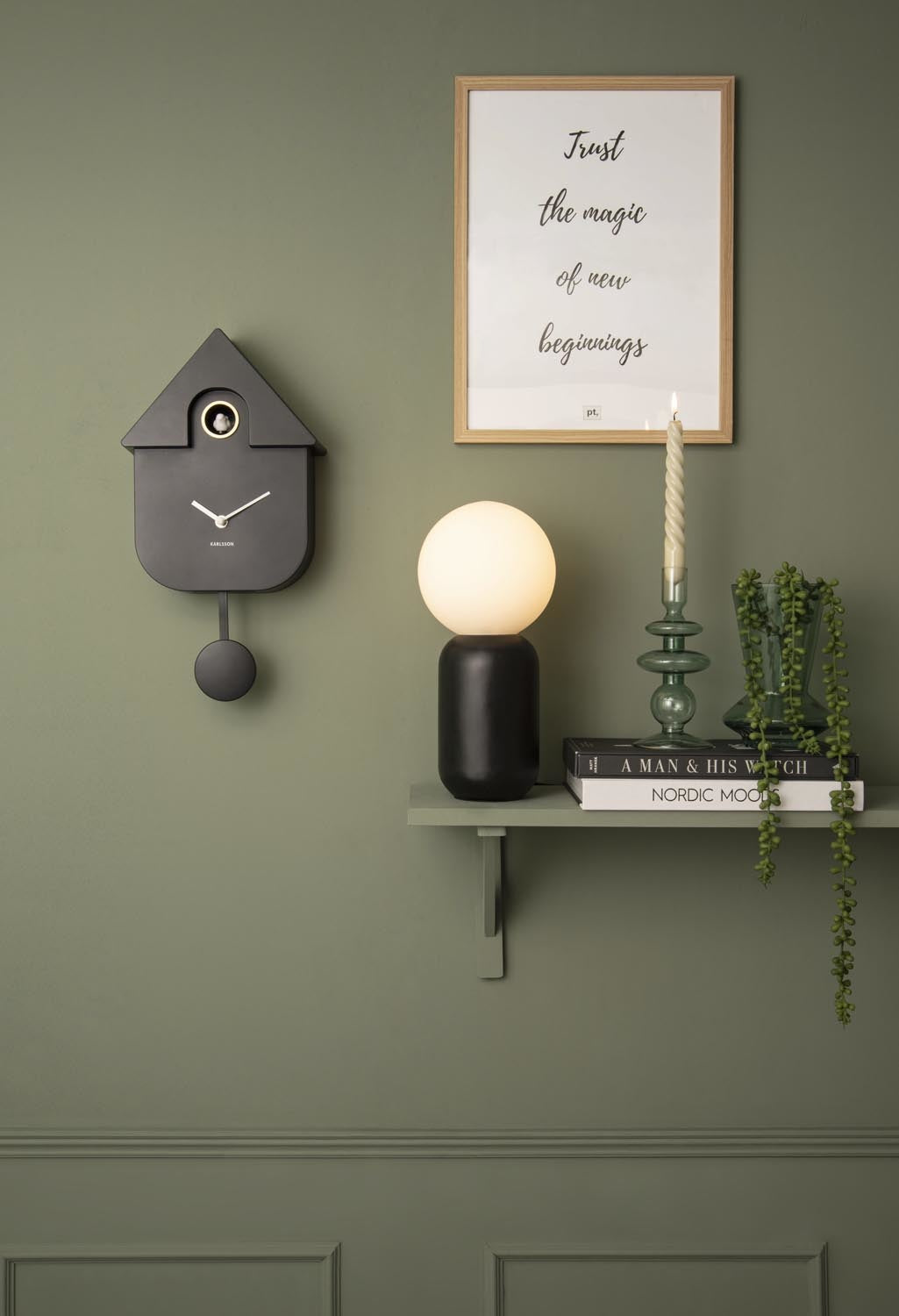 CUCKOO WANDKLOK - JUNGLE GROEN