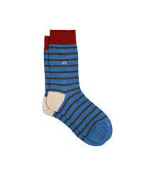 SOKKEN WIDE STRIPES - BLUE & KHAKI