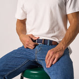 GEVLOCHTEN RIEM - NAVY BLUE