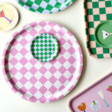 RONDE PLATEAU CHECKER - RASBERRY / CREAM