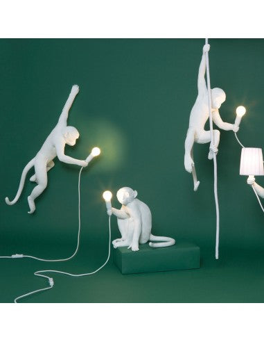 MONKEY HANGLAMP MET TOUW / WIT