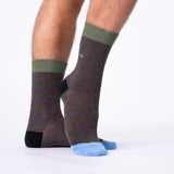 SOKKEN WIDE STRIPES - MOTTLED GREEN & PURPLE