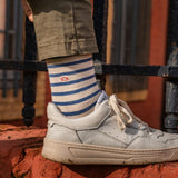 SOKKEN WIDE STRIPES - BEIGE & BLUE
