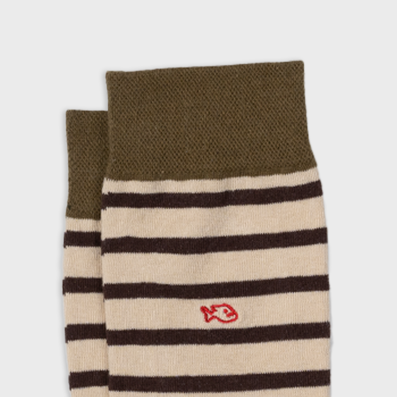 SOKKEN WIDE STRIPES - BEIGE & BROWN