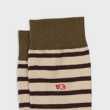 SOKKEN WIDE STRIPES - BEIGE & BROWN
