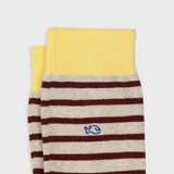 SOKKEN WIDE STRIPES - BEIGE & BURGUNDY
