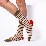 SOKKEN WIDE STRIPES - BEIGE & BROWN