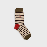 SOKKEN WIDE STRIPES - BEIGE & BROWN