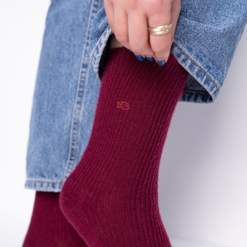 VROUWENSOKKEN - ANGORA BURGUNDY