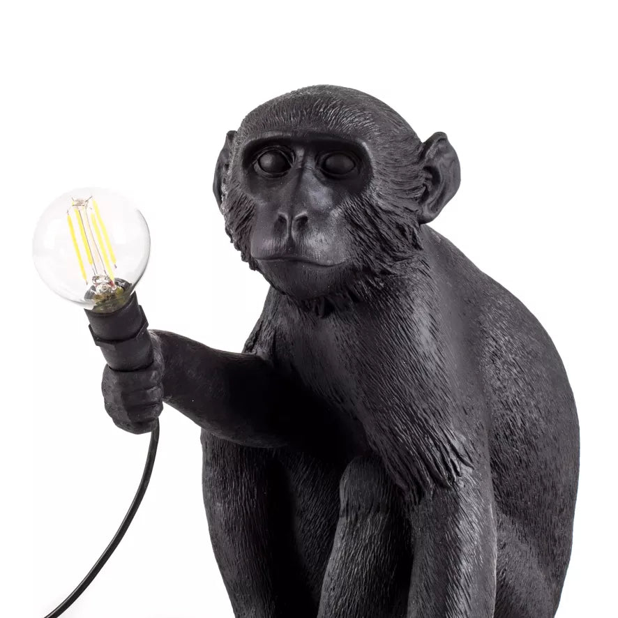 SITTING MONKEY LAMP - ZWART