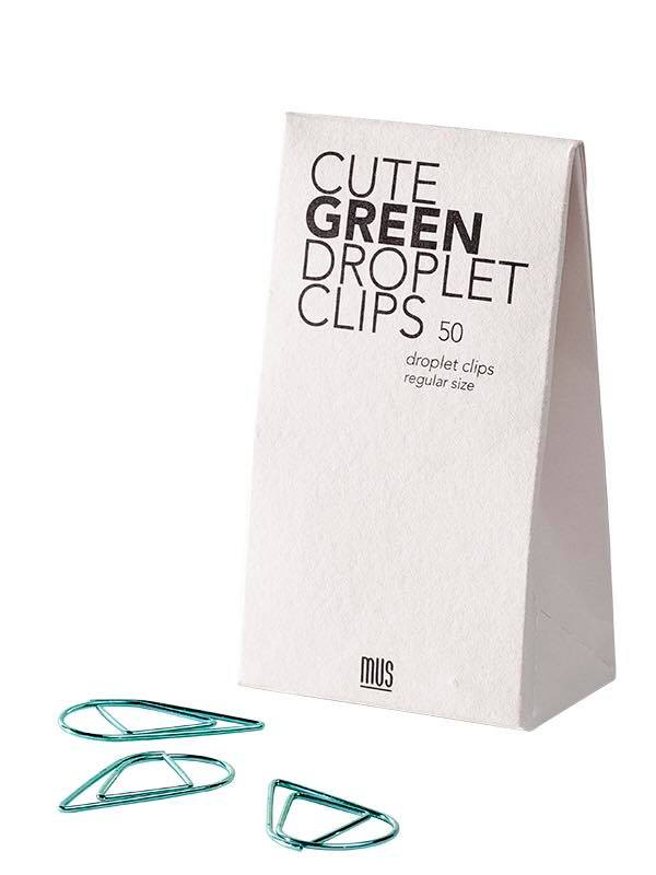 CUTE GREEN DROPLET PAPER CLIPS