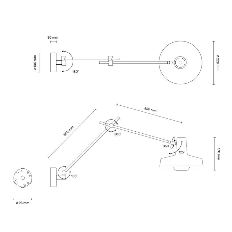 ARIGATO WANDLAMP MEDIUM - ZWART