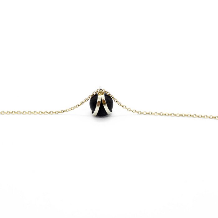 GOUDEN KETTING - ZWARTE RONDE HANGER
