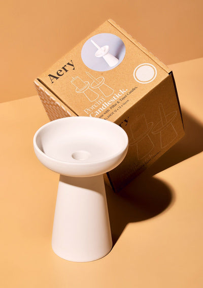 PORCINI WHITE CANDLE HOLDER