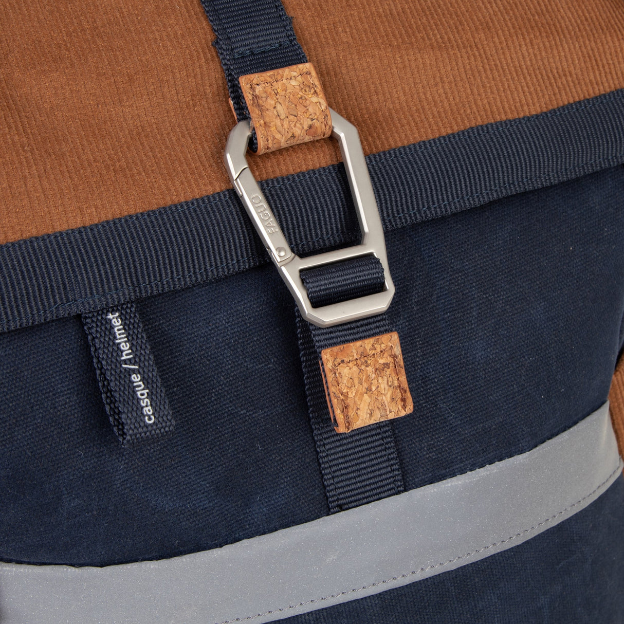 FAGUO CYCLING BAG - VELOURS BLAUW & COGNAC