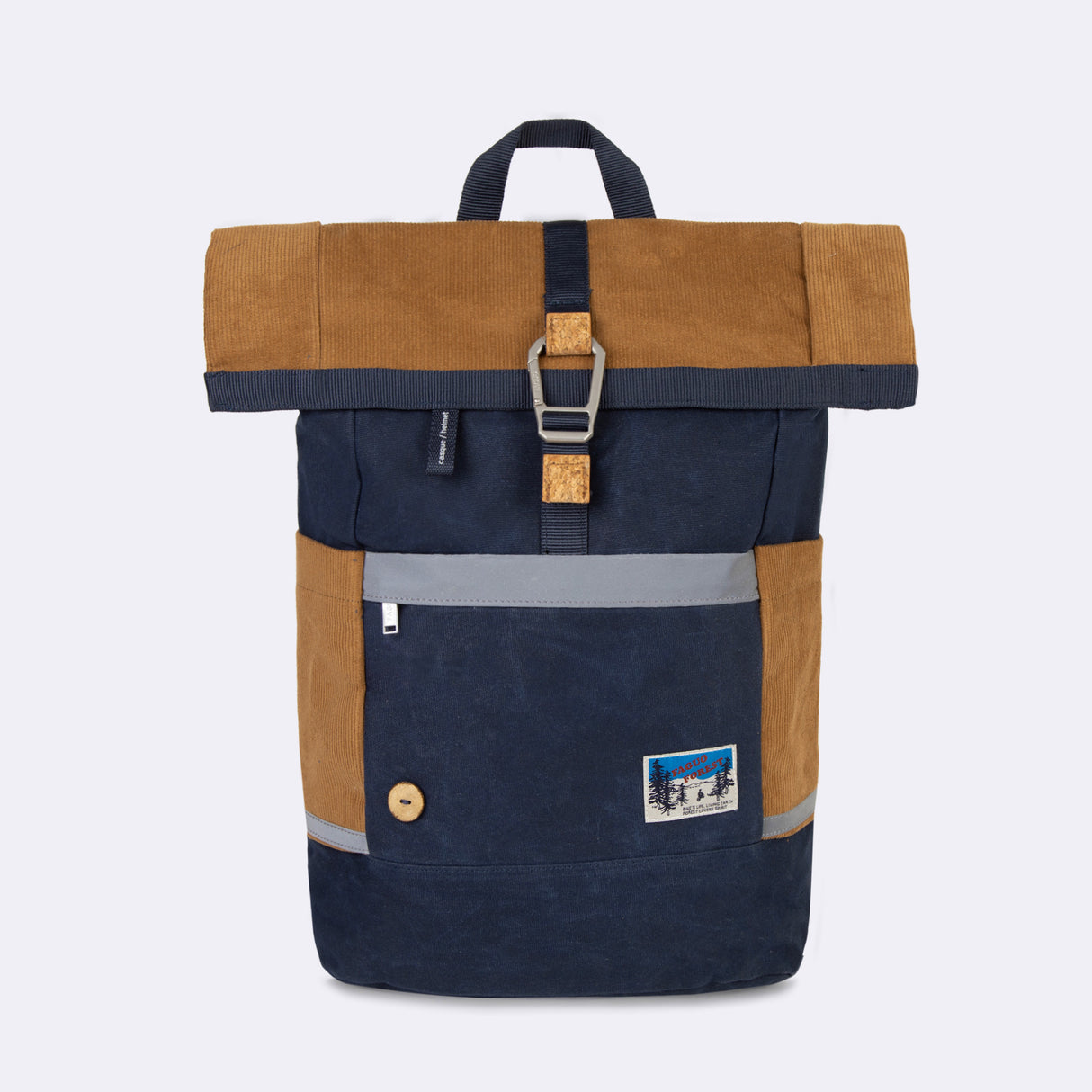 FAGUO CYCLING BAG - VELOURS BLAUW & COGNAC